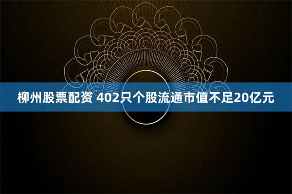 柳州股票配资 402只个股流通市值不足20亿元