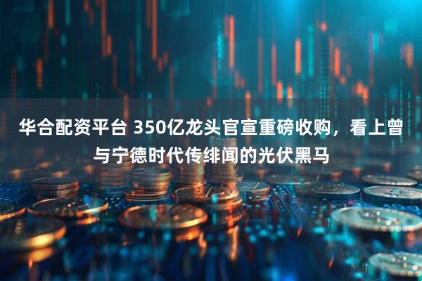 华合配资平台 350亿龙头官宣重磅收购，看上曾与宁德时代传绯闻的光伏黑马